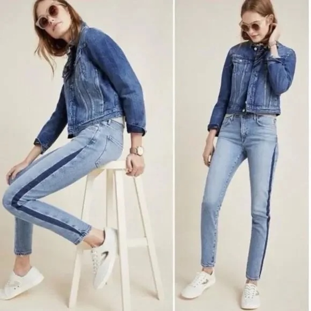 AGOLDE Swerve Toni Mid Rise Jeans Women Size 25 Straight Side Stripe